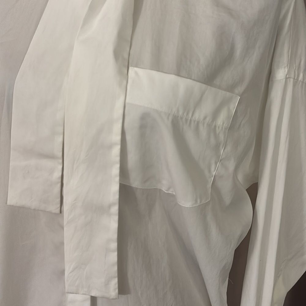 Valentino White Bow Tie Cotton Blouse - Picture 3 of 8